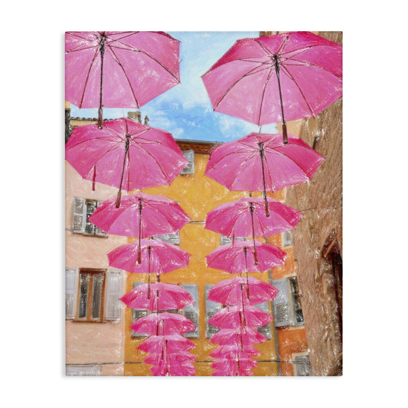  "Rose parapluies en ville", art mural par Graffi *ee Studios, H 20 po x l 16 po