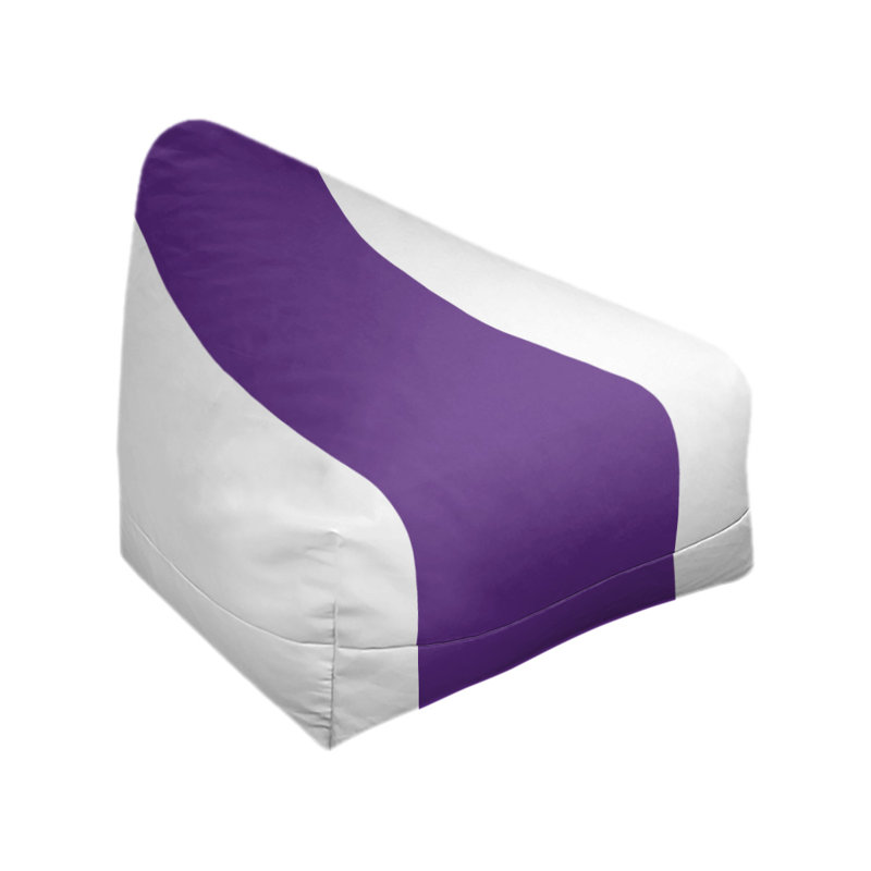 Sacramento Bean Bag Chair & Lounger, 27" x 27" x 30", White/Purple/White