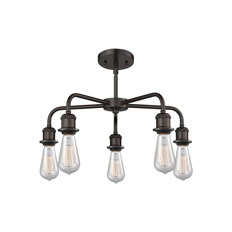 Lustre bol 5 lumières Calnie, Blanc mat, Bronze huilé
