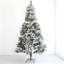 Arbre de Noël pré-éclairé enneigé 6 pi avec 350 lumières, 876 branches en PVC et support pliable pour la décoration de Noël