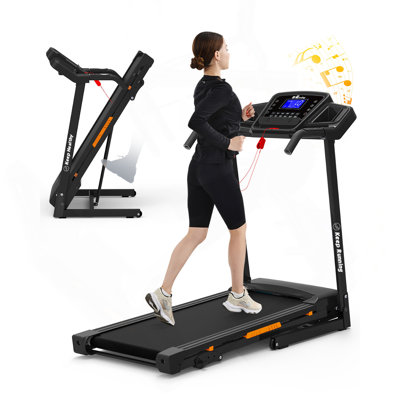 Foldable Treadmill With Incline, Folding Treadmill For Home Electric Treadmill Workout Running Machine, Handrail Controls Speed, Pulse Monitor,APP
