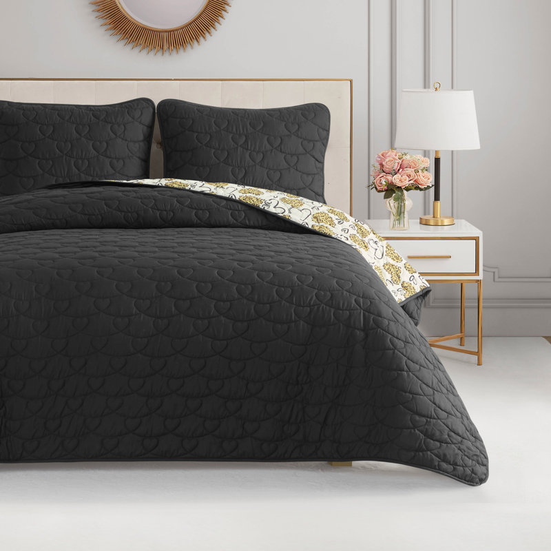 Juicy Couture Cheetah Doodle Hearts Quilt Set, Full/Queen