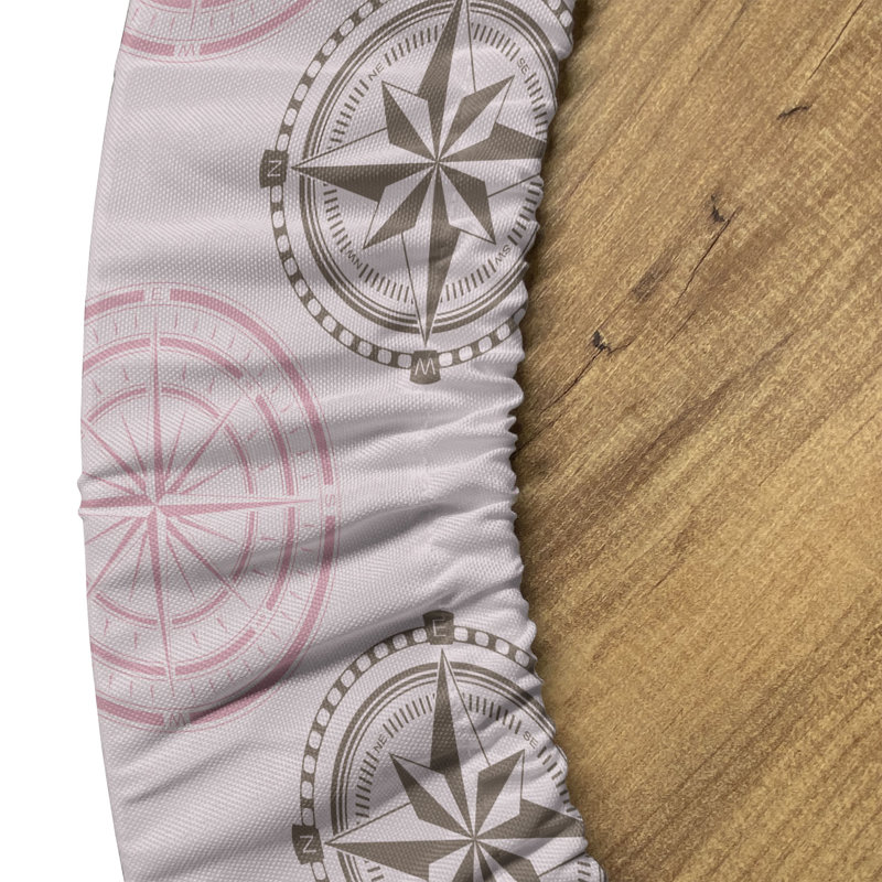 August Grove® Compass Fitted Round Tablecloth Pale Mauve Pale Pink 94491, 51.97" Round