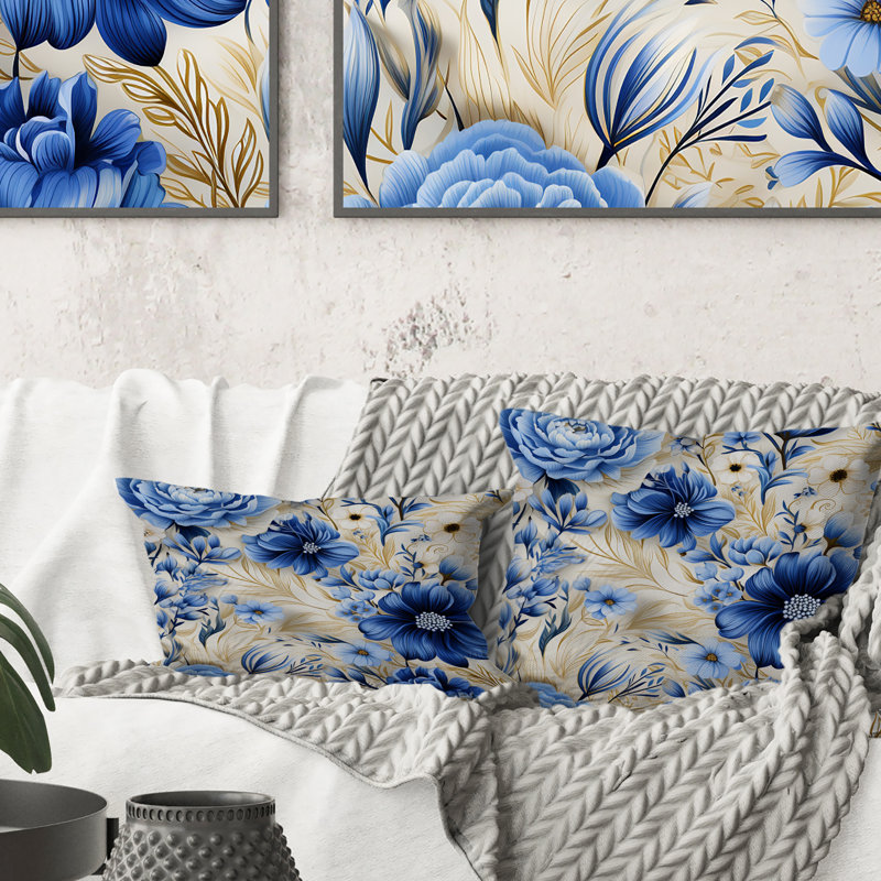 Coussin Enchanted - pivoines bleues et blanches III