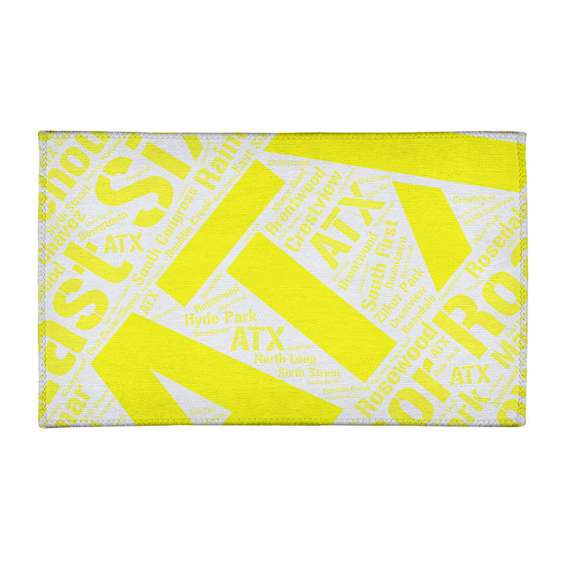 Tapis jaune poils longs à tissage plat, Rectangle 3 pi x 5 pi