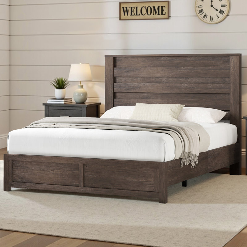  Farmhouse 2 Piece Queen Bedroom Set, Platform Bed And 6 Drawer Dresser, Gray, Gray, Queen