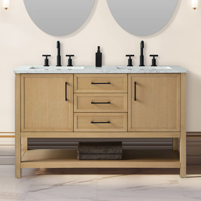 Stratford 54'' Double Bathroom Vanity with Engineered Stone Top