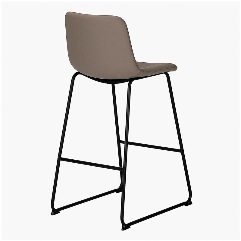 Chaise de bureau, tabouret de bar, bureau debout, bureau d'ordinateur, bureau, extérieur en cuir brun, métal noir, moderne, moderne