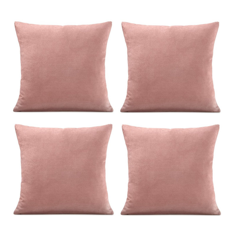 Nalaiyah Velvet Chenille Cushion Covers with Filler Pads, Blush