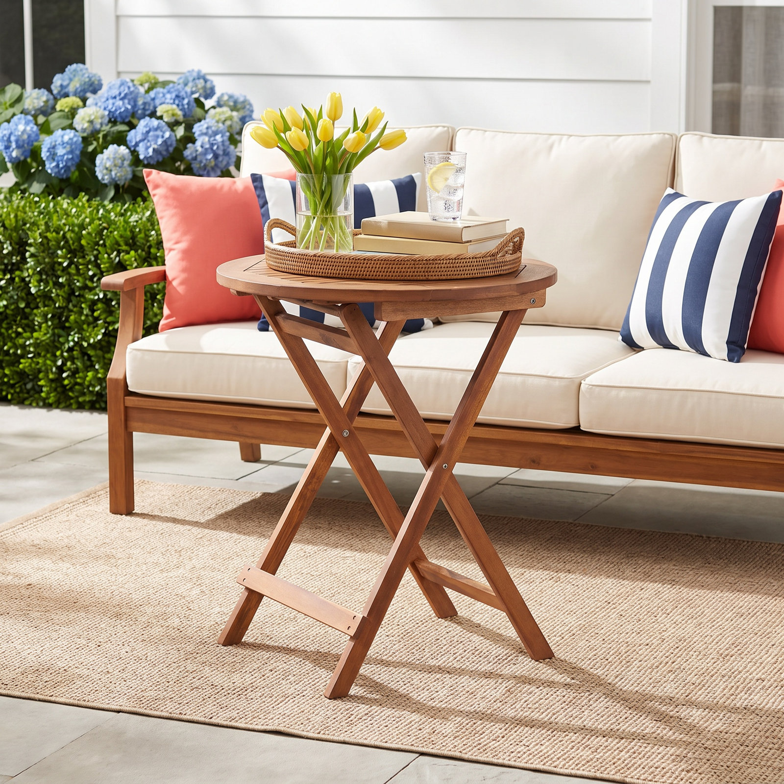 Rosetta 24" Acacia Patio Bistro Table, Natural