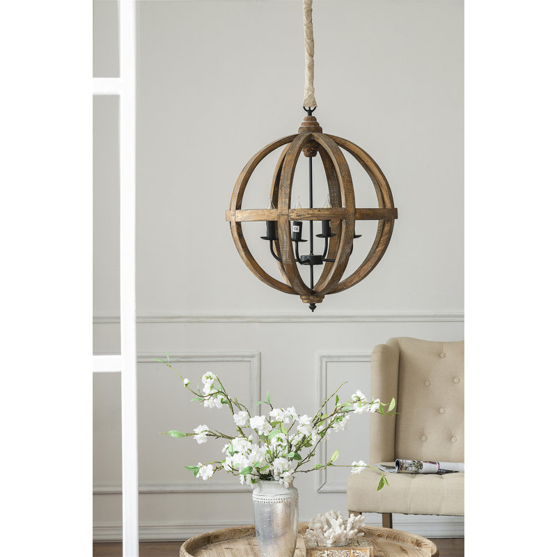 Lustre en bois 4 lumières