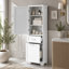 Grande armoire de rangement pour salle de bain, armoire de rangement autoportante avec deux tiroirs de tailles différentes et tablette réglable, panneau de fibres à densité moyenne avec finition peinte, blanc-130459204-130459208