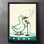 Reproduction d'art encadré noir avec canards rétro fumant confortablement-751301457