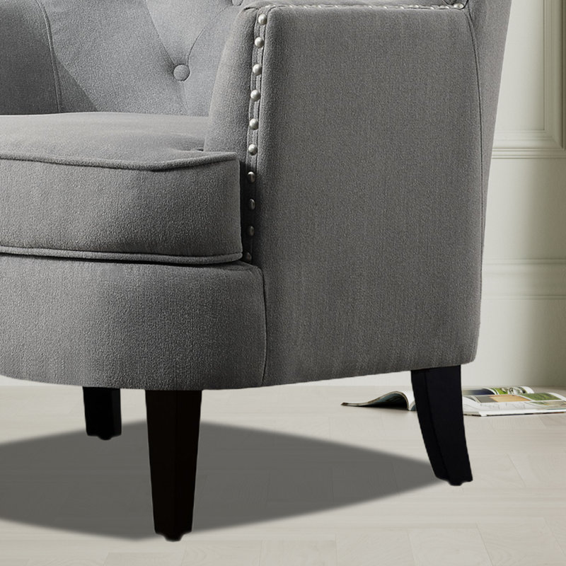 Castora CAL117 Compliant 30'' Wide Tufted, Gray Velvet
