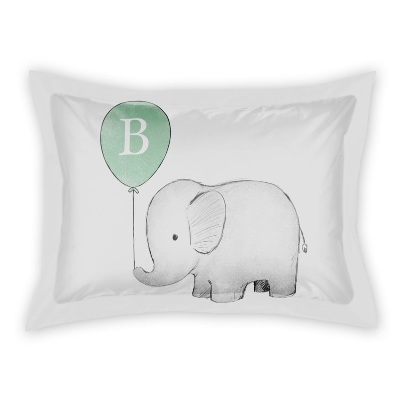 Couvre-oreiller en polyester monogramme éléphant