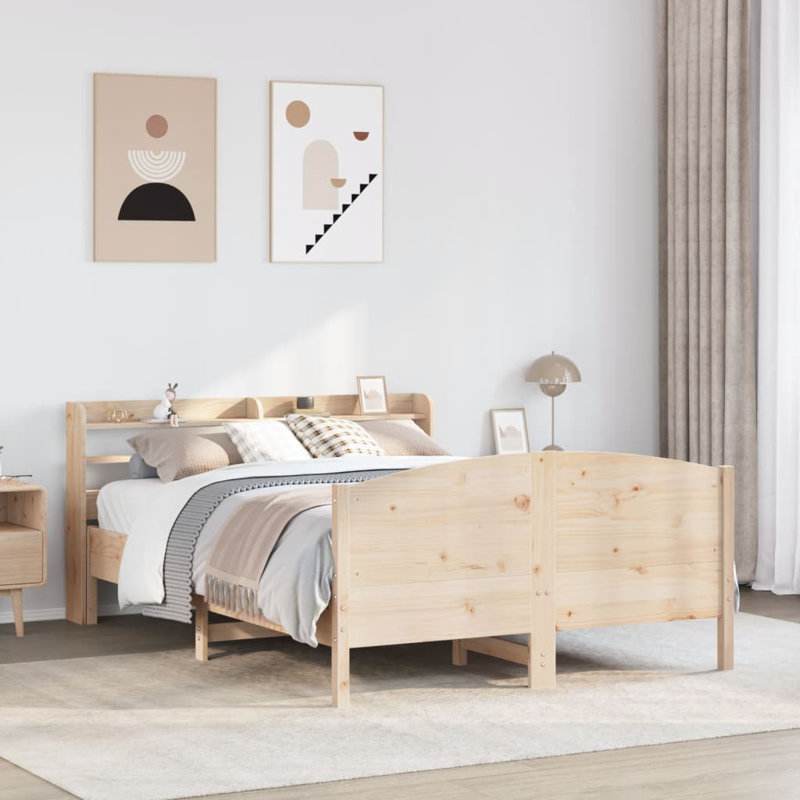 Berghauser Solid Wood Storage Bed, 82cm H x 218cm W x 160cm D, Oak