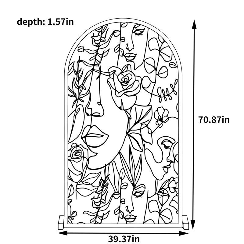 Romantic Georgette Screen, 70.87" H x 39.37" W x 1.57" D