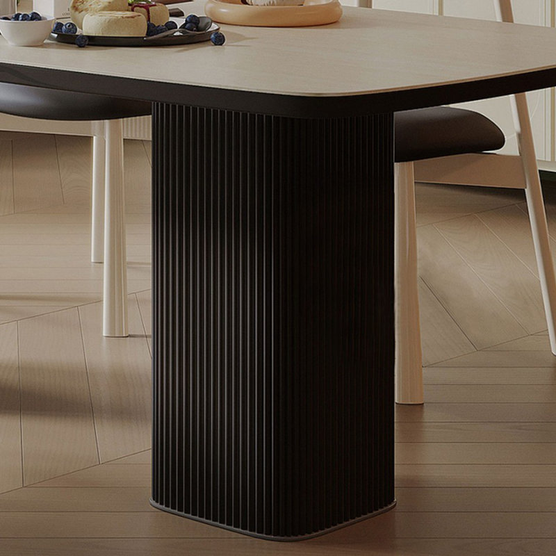 Table de salle à manger rectangulaire moderne en bois massif fritté, H 29,53 po x L 55,12 po x l 27,56 po