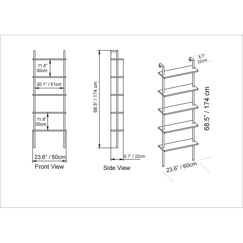 Innis Ladder Bookcase, Black/Oak