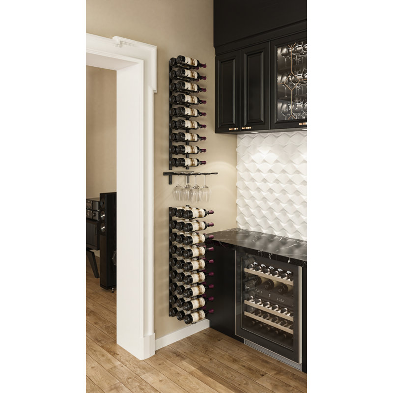 Izac Wall Mounted Wine Bottle Rack, Brushed Nickel