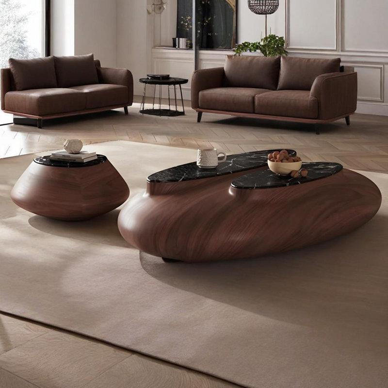 47.24" Artificial Walnut Veneer Coffee Table Set