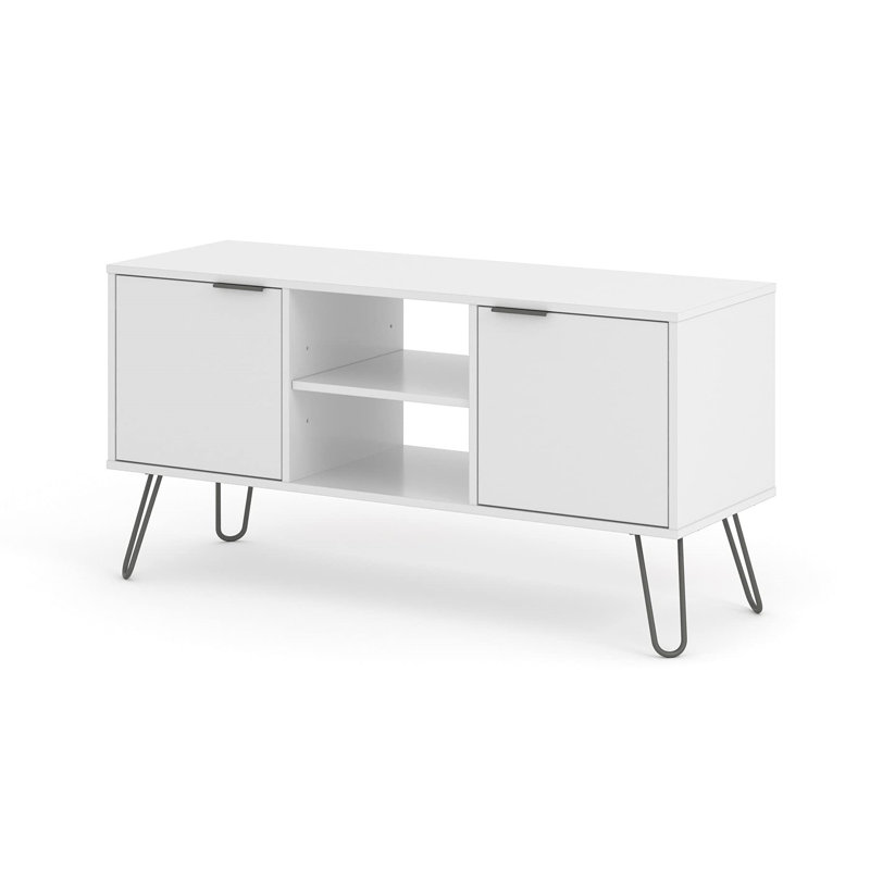 Dufresne wide screen TV Stand industrial design with metal hairpin legs