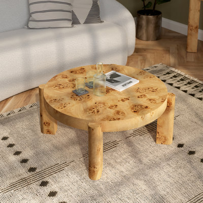 Jakus Round Coffee Table With Rare Maple Burl Veneers Luxury Contemporary Design Easy Assembly Modern Living Room Furniture