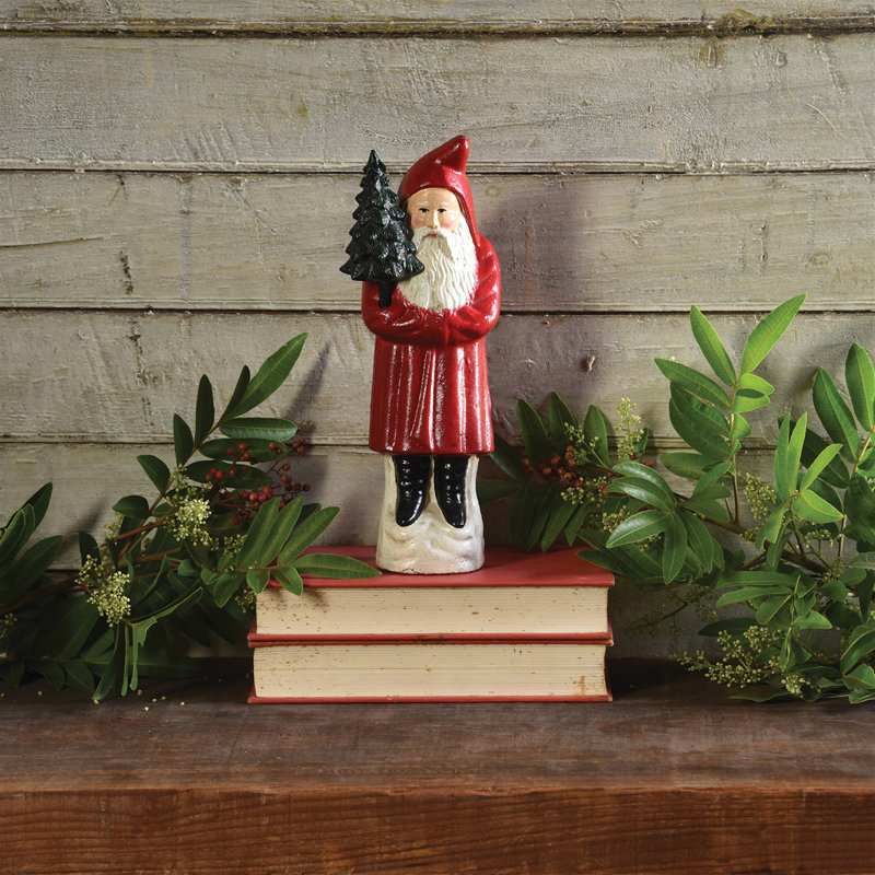 Père Noël avec arbre, H 9 po x l 2,5 po x P 3,25 po