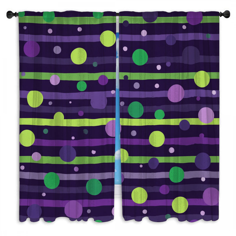Rideaux vert et mauve à motif de rideaux transparents et obscurcissants - 2 panneaux, 40in x 50in - 2 panels