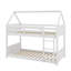 Lit superposé simple au-dessus d'un lit simple, structure de style chalet avec toit à baldaquin-176089828