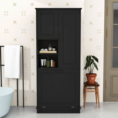 Grande armoire de rangement avec tablettes réglables et grand panier rabattable
