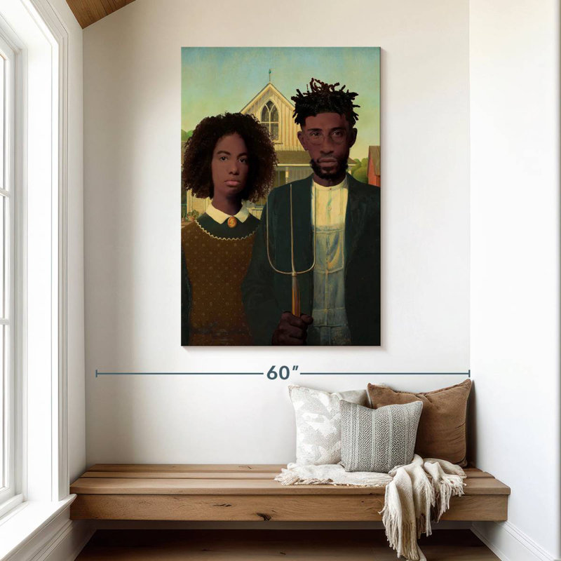 Leisha, le couple de fermiers, H 48 po x l 32 po