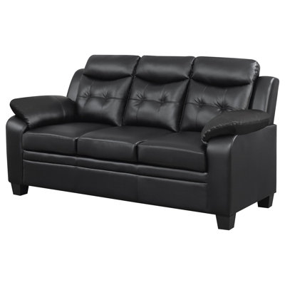 Eaton Casual Black Padded Sofa with Tufted