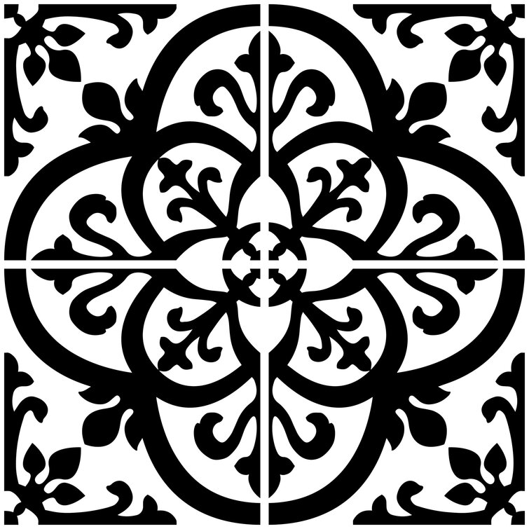GoodHome Poprock Black & white Mosaic effect Vinyl tile, Pack of