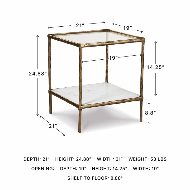 Glass Top End Table, Gold