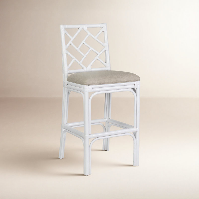 Tabouret Fulton, Siège brun / cadre blanc, Tabouret de bar (siège d'une hauteur de 30 po)