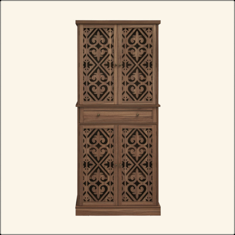 Armoire à 4 portes avec 1 tiroir, 4 tablettes intérieures réglables, armoire de rangement