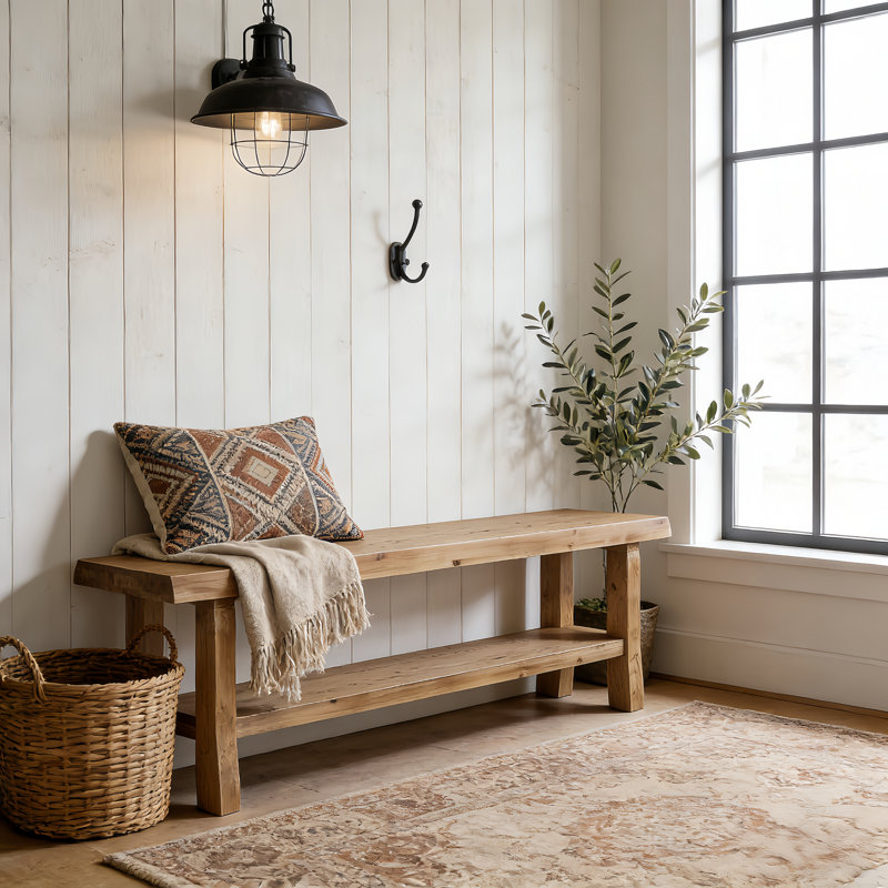 Solid Wood Storage Bench