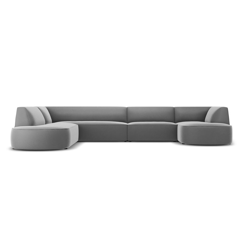 Adoraim 6 Seater Velvet Large Corner Sofa , Left Hand Facing, Grey