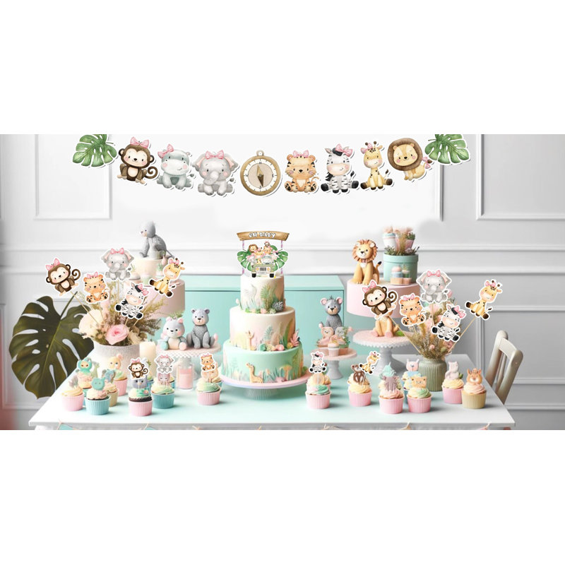 Ensemble de décoration de fête de naissance pour animaux Jungle