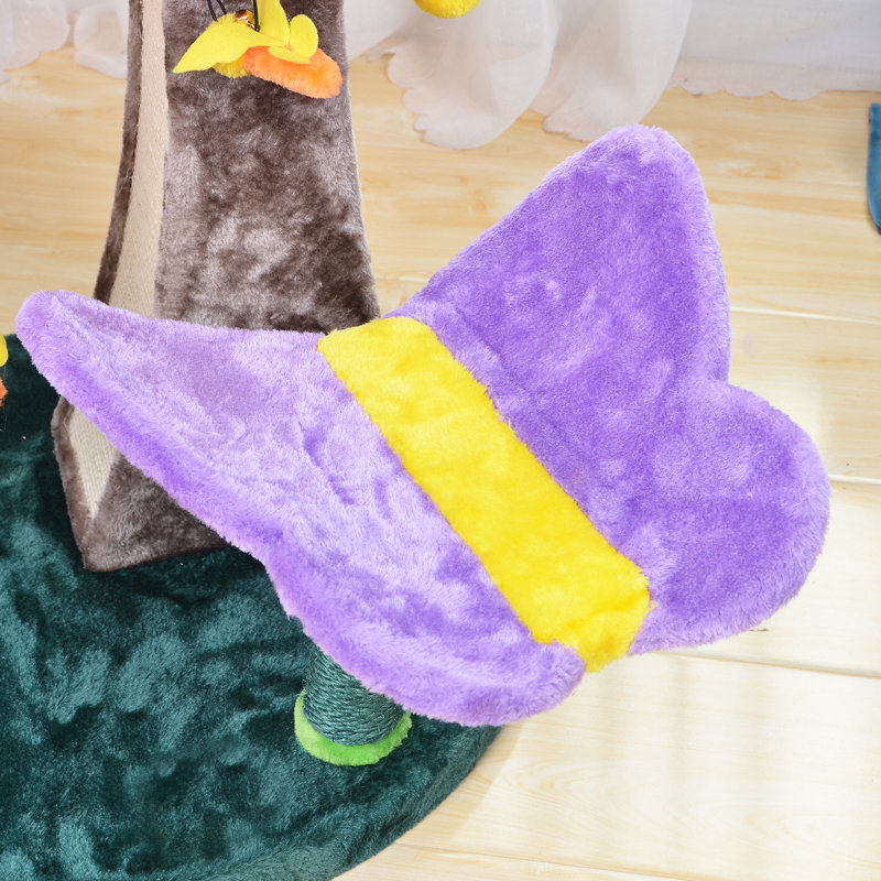 Whimsical Pink and Purple Mushroom Cat Tree with Sisal Scratching Posts