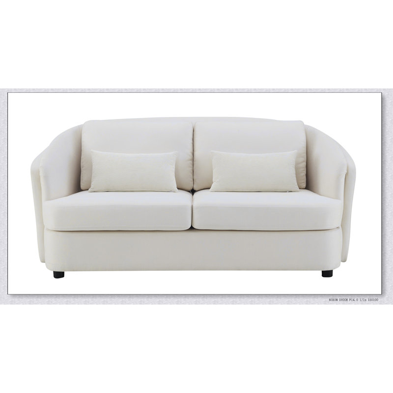 Causeuse en lin beige avec 2 coussins décoratifs Mariko, parfaite pour les espaces de vie confortables et élégants