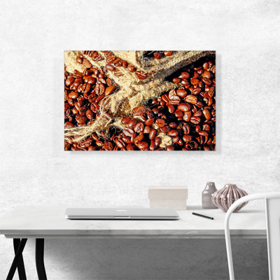 «Coffee Beans with Bag Coffee Decor», reproduction de photo sur toile tendue
