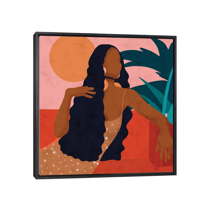 «Taraji» - Impression encadrée sur papier, H 37 po x l 37 po x P 1,5 po, Toile avec cadre noir patiné