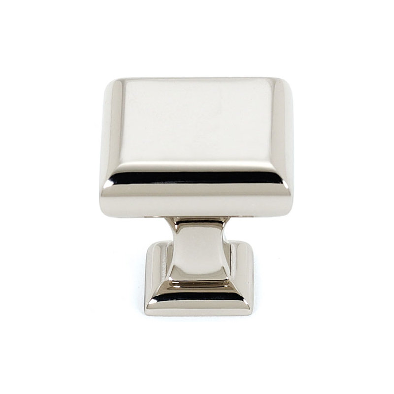 Manhattan Square Knob, Polished Nickel, 1" H x 1" W x 1" D