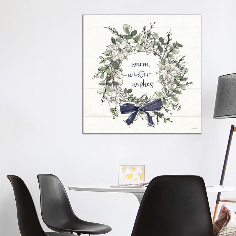 Modern Farmhouse VII Christmas Navy Bow by Anne Tavoletti - Wrapped Canvas Print, 93.98 cm H x 93.98 cm W
