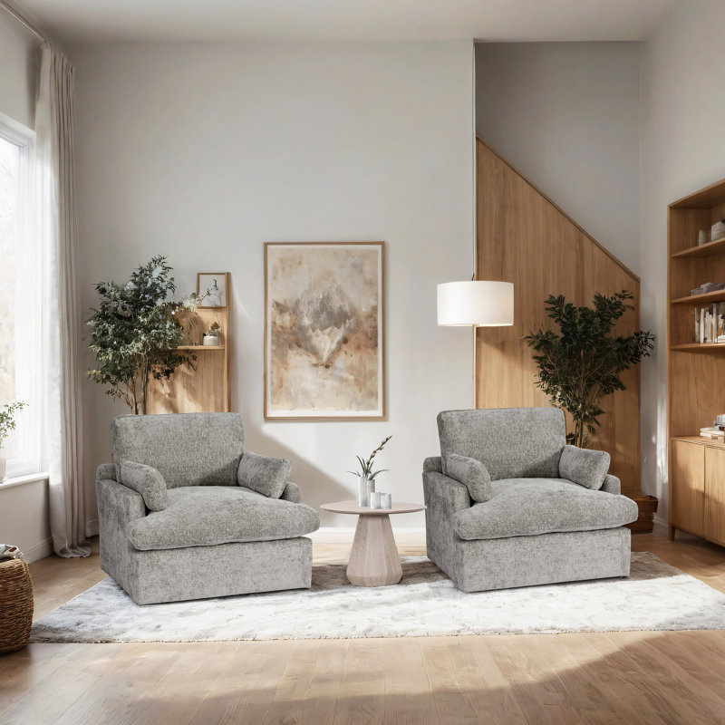 Chaise avec accoudoirs et demi-coussin 41,5 po, Gray