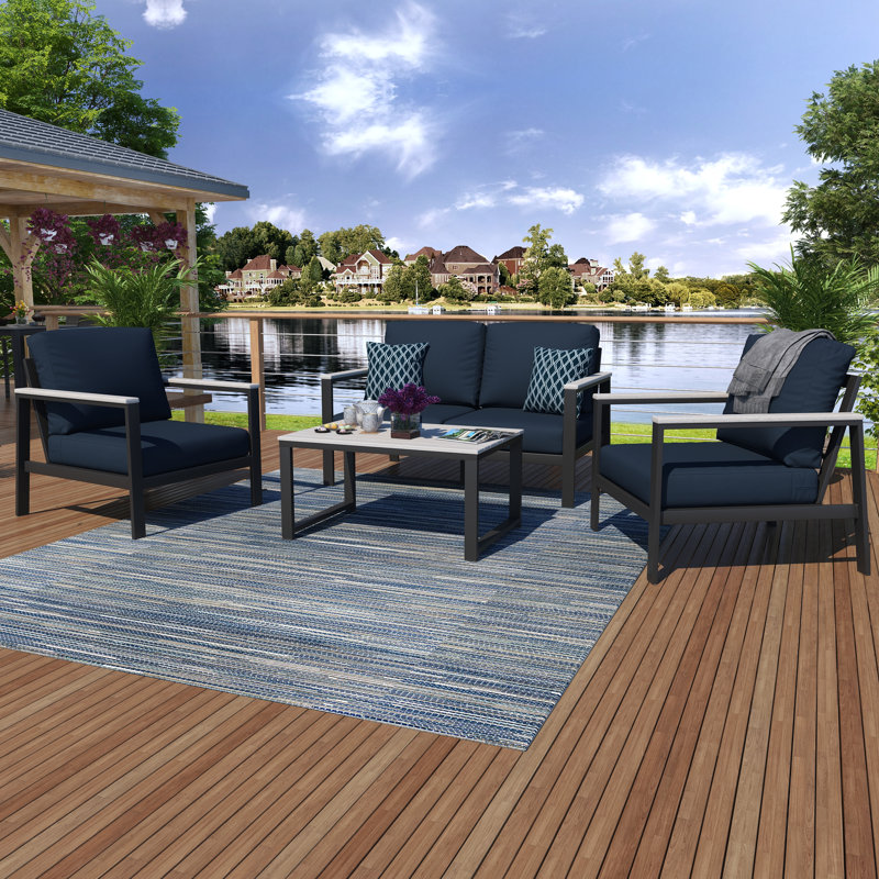Ensemble de conversation avec canapé 5 pièces Townsend, Toile bleu marine Sunbrella®
