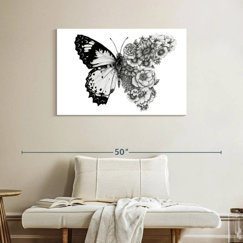 Brampt papillon en fleurs I, H 26 po x l 39 po