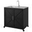  Station d'évier de cuisine extérieure modulaire avec armoire mobile pour patio, noir mat